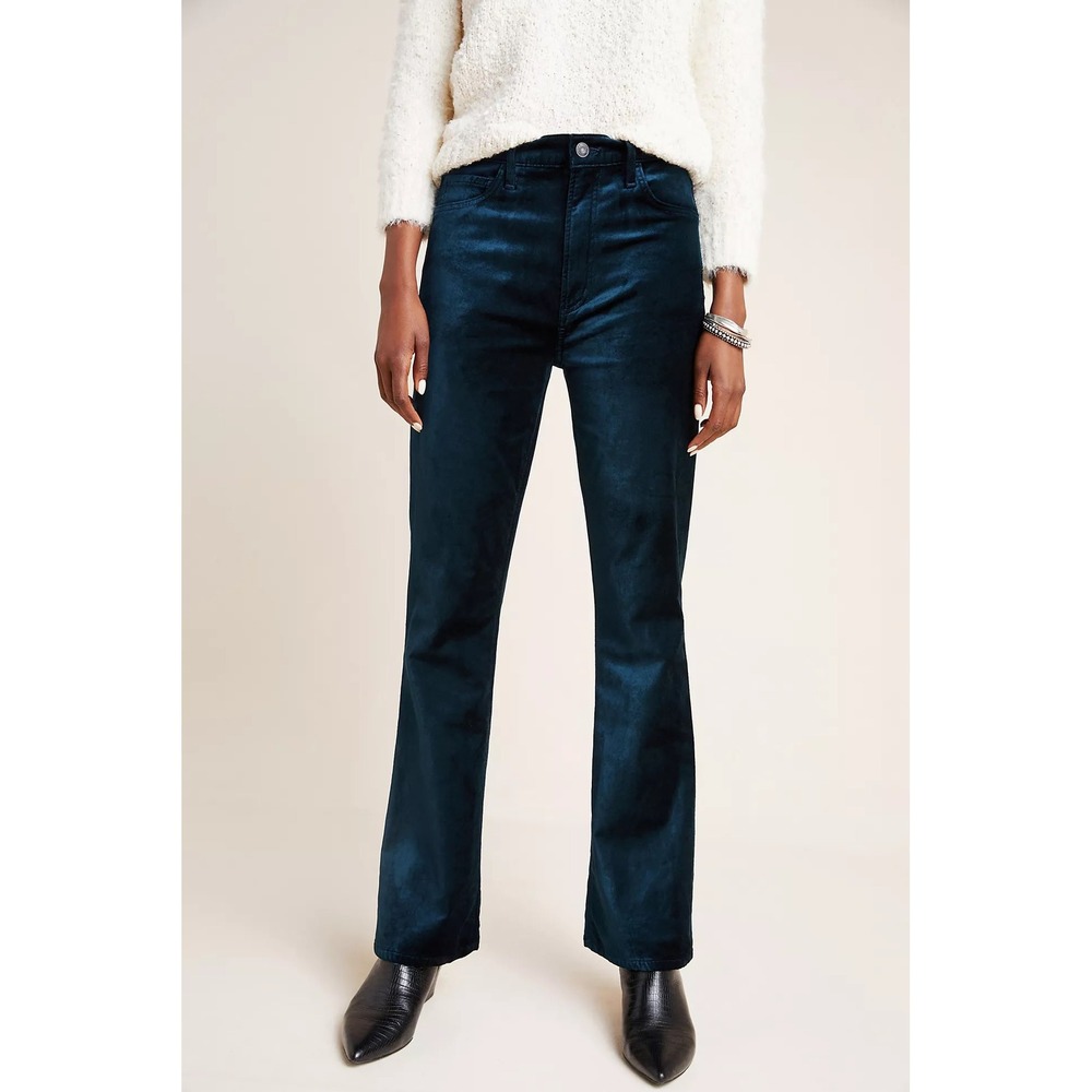 AGOLDE Velvet Nico Boot Cut Pants Dark Teal High Rise Womens Sz 29 Anthropologie